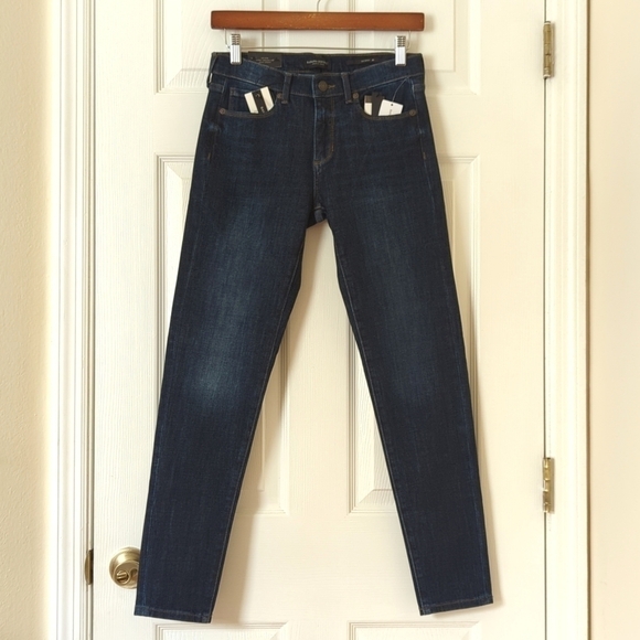 Banana Republic Classic Dark Wash Mid Rise Ankle Length Denim Skinny Jeans 26 - Picture 1 of 16